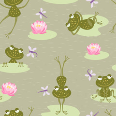 Fototapeta na wymiar pattern of the cheerful frogs
