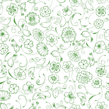 pattern of the flowers and birds