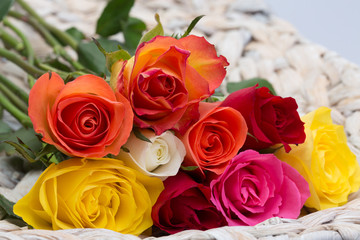 colored roses bouquet