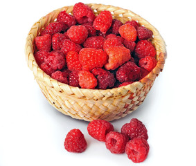 Basket with raspberry