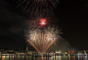 Hamburg Alster Jungfernstieg Feuerwerk 2014