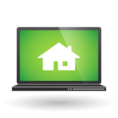 Laptop with a house