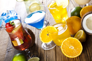 Alcoholic cocktails with fruits