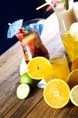 Alcoholic cocktails with fruits