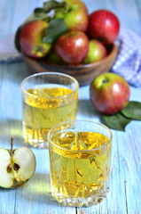 Apple juice in a glass.
