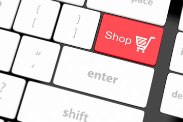 shopping enter button key on white keyboard