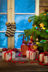 Warm and cozy Christmas holidays in a frosty evening