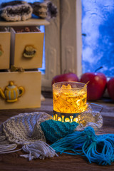 Warming tea in the winter evening