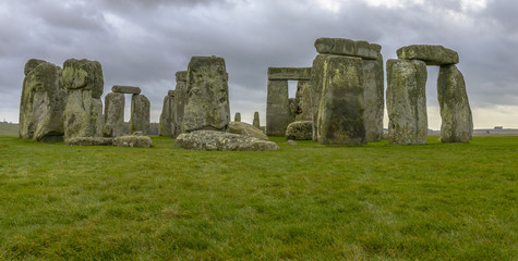 Stonehenge in a cloudy day in Wiltshire, England