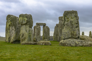 Stonehenge in a cloudy day in Wiltshire, England