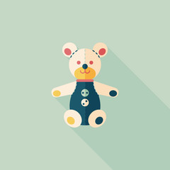 teddy bear flat icon with long shadow