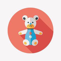 teddy bear flat icon with long shadow