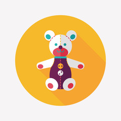 teddy bear flat icon with long shadow