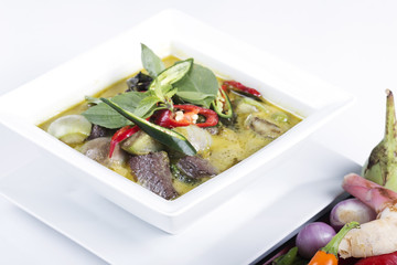 Green curry Chicken soup Thai spicy food