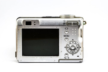old compact camera on white background