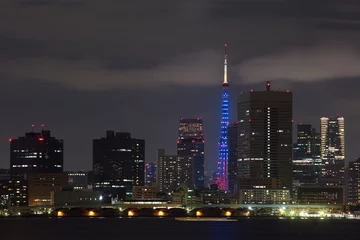 Fotobehang View of Tokyo Tower and Tokyo bay at night time © torsakarin