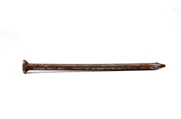 Rusty nail on the white background.