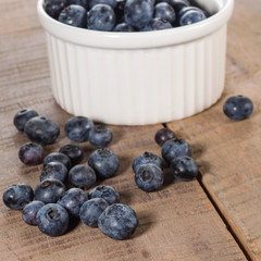 Fresh blueberries on a wooden table