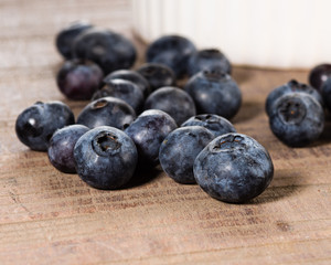 Fresh blueberries on a wooden table