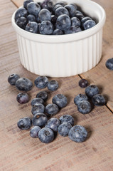 Fresh blueberries on a wooden table