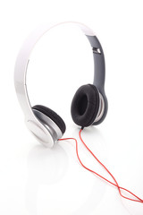 white headphone on white background