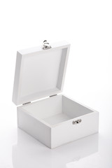 white wooden box used product packaging