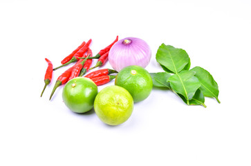thai herbs and ingredients on a white screen