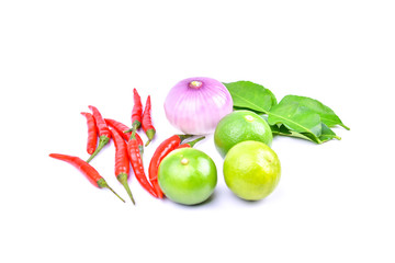 thai herbs and ingredients on a white screen