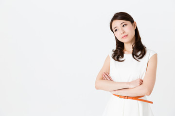 asian businesswoman on white background