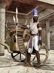 Starożytny egipski wojownik z rydwanem - obrazy, fototapety, plakaty