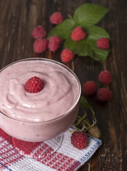 Cocktail of  raspberries and yogurt.