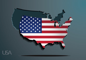 USA 3D paper map / flag