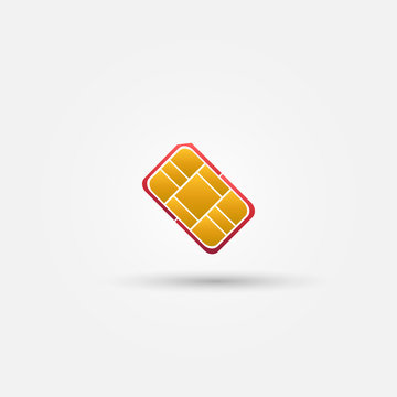 Nano SIM vector red icon  - card for mobile phones symbol
