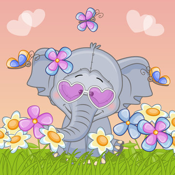 Elephant with flowers