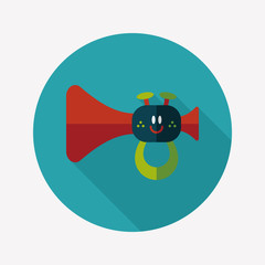 trumpet or horn toy flat icon with long shadow,eps10