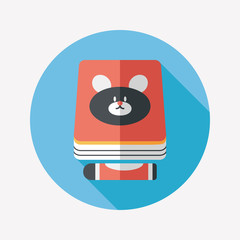 crayons drawing and book flat icon with long shadow,eps10