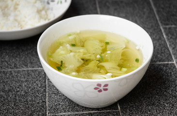lettuce and meat soup