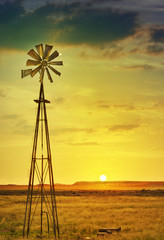 African farm land and windmill