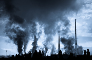 Air pollution (factory Mondi in city Ruzomberok, Slovakia)