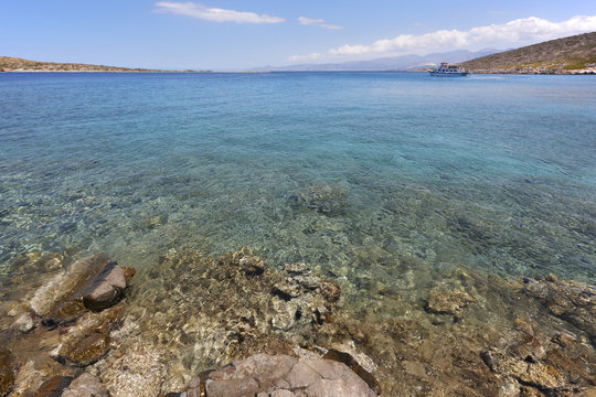 Mediterranean beach at Elounda. Crete. Grrece