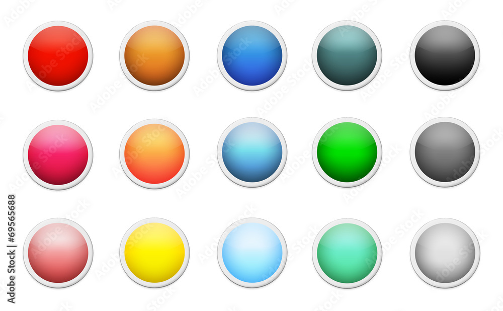 Poster set of colored round buttons