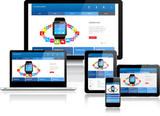 Responsive website template on multiple devices