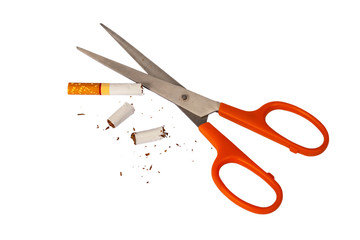 scissors cutting cigarette