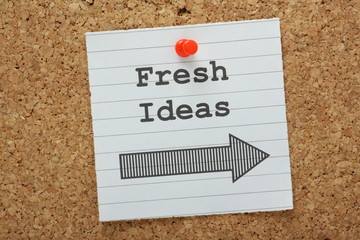 Fresh Ideas This Way on a cork notice board