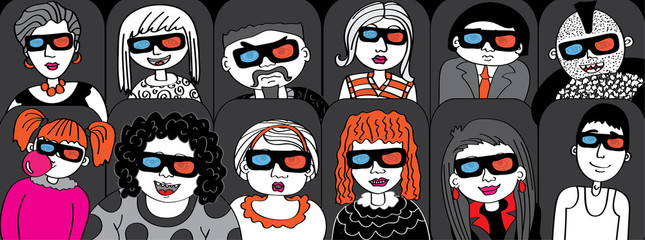 People in the audience cinema vector illustration