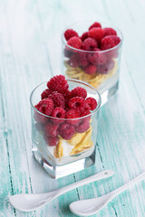 Dessert with raspberry