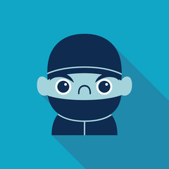 medical people with stethoscopes Flat style Icon with long shado