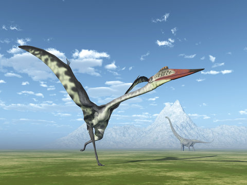 Quetzalcoatlus and Mamenchisaurus