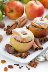 Naklejka na ściany i meble baked apples stuffed with dried fruit, nuts and cottage cheese