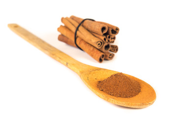 Sticks of cinnamon and milled